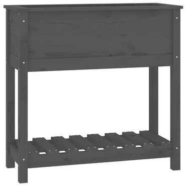 Jardinière vidaXL avec étagère Gris 82,5x34,5x81 cm Bois de pin massif