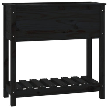 vidaXL Jardinière avec étagère Noir 82,5x34,5x81 cm Bois de pin massif