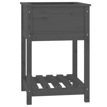 vidaXL Jardinière avec étagère Gris 54x54x81 cm Pin massif