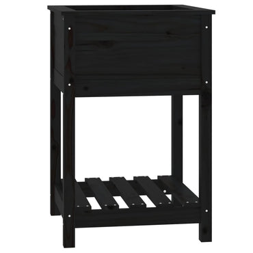vidaXL Jardinière avec étagère Noir 54x54x81 cm Pin massif