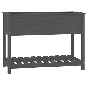 vidaXL Jardinière avec étagère Gris 111,5x54x81 cm Bois de pin massif
