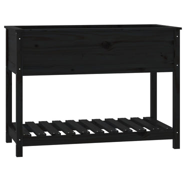 vidaXL Jardinière avec étagère Noir 111,5x54x81 cm Pin massif