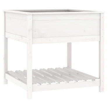 vidaXL Jardinière avec étagère Blanc 82,5x82,5x81 cm Bois de pin massif