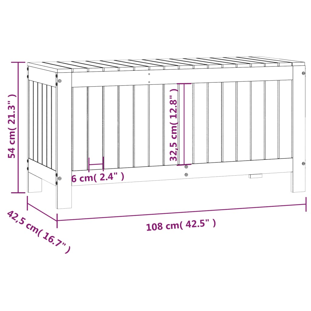Gartentruhe 108x42,5x54 cm Massivholz Kiefer