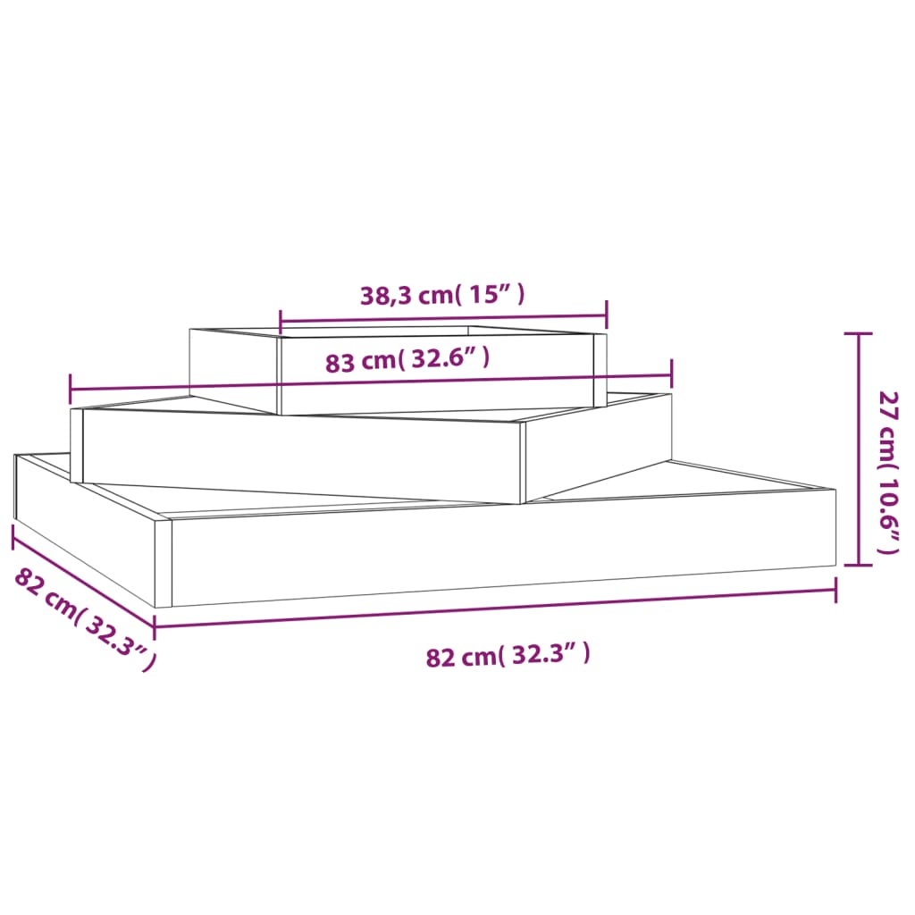 vidaXL Jardinière 83x83x27 cm Bois de pin massif