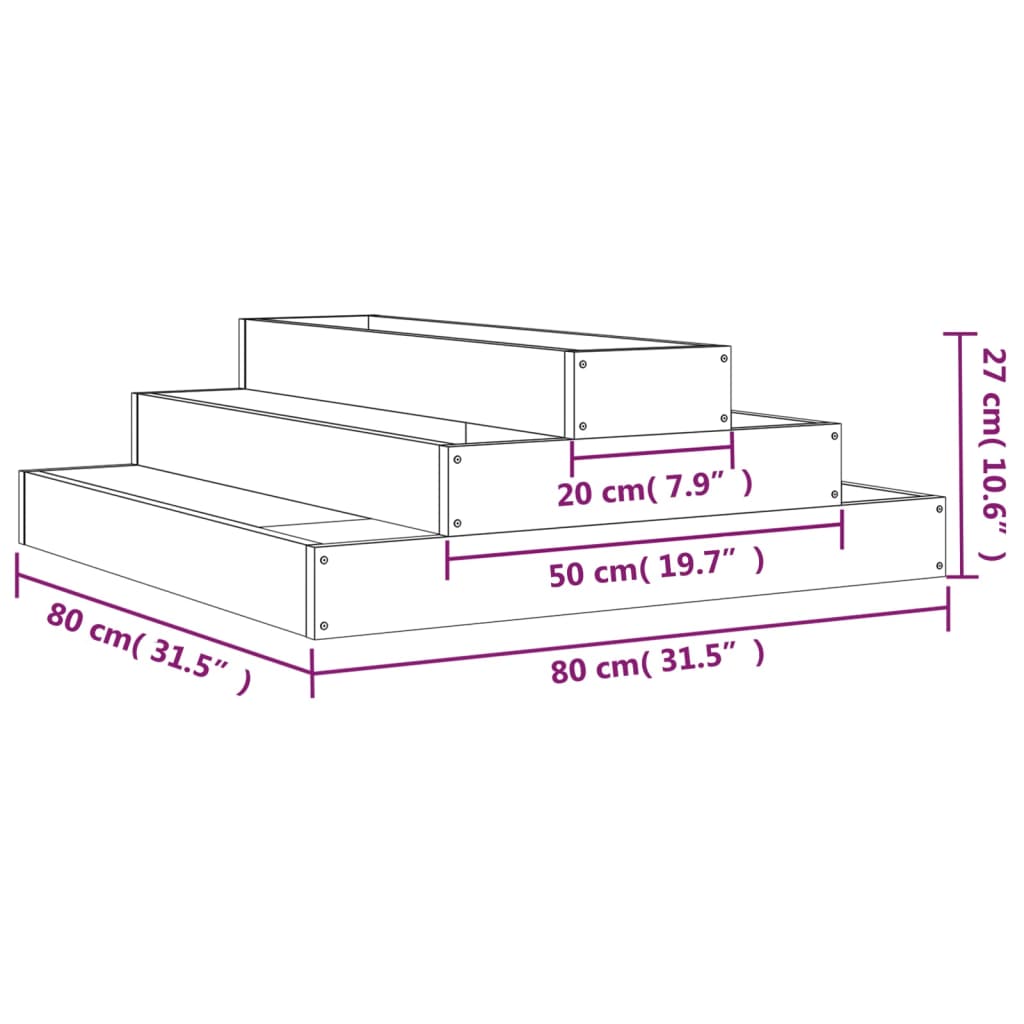 vidaXL Jardinière Blanc 80x80x27 cm Pin Massif