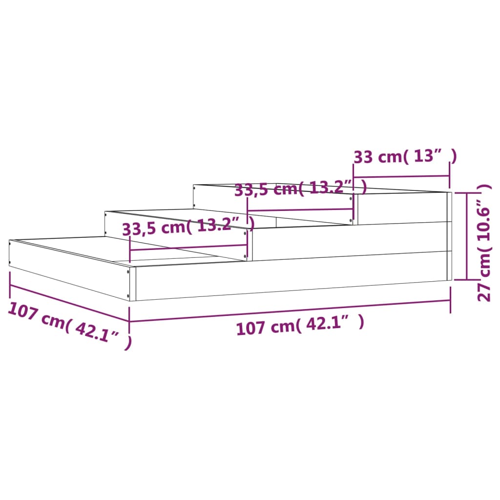 vidaXL Jardinière noire 107x107x27 cm Bois de pin massif