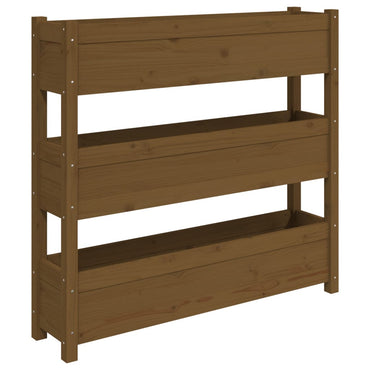 vidaXL Jardinière Bois de pin massif Marron miel 112x25x104,5 cm