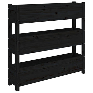 vidaXL Jardinière noire 112x25x104,5 cm Bois de pin massif