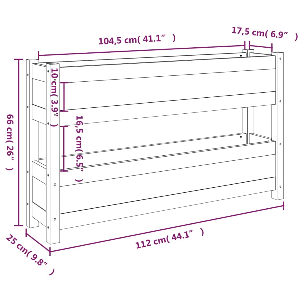 vidaXL Jardinière Gris 112x25x66 cm Bois de pin massif