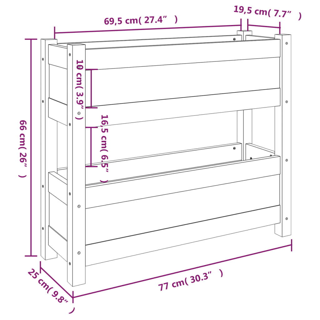 vidaXL Jardinière blanche 77x25x66 cm Bois de pin massif