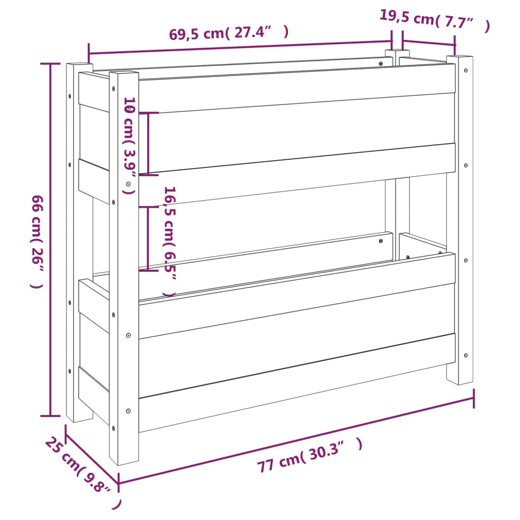 vidaXL Jardinière noire 77x25x66 cm Bois de pin massif