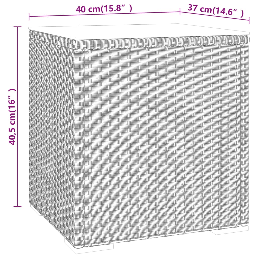 vidaXL Table d'appoint noir 40x37x40,5 cm poly rotin et verre trempé