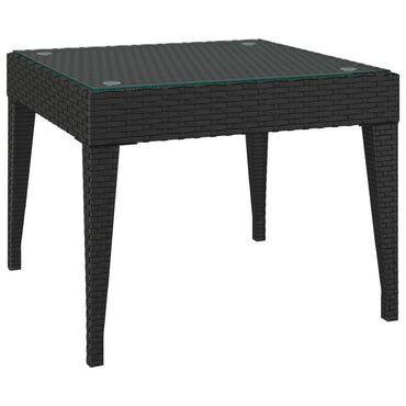 vidaXL Table d'appoint noir 50x50x38 cm résine tressée et verre trempé