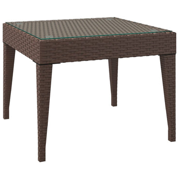 vidaXL Table d'appoint marron 50x50x38 cm résine tressée et verre trempé