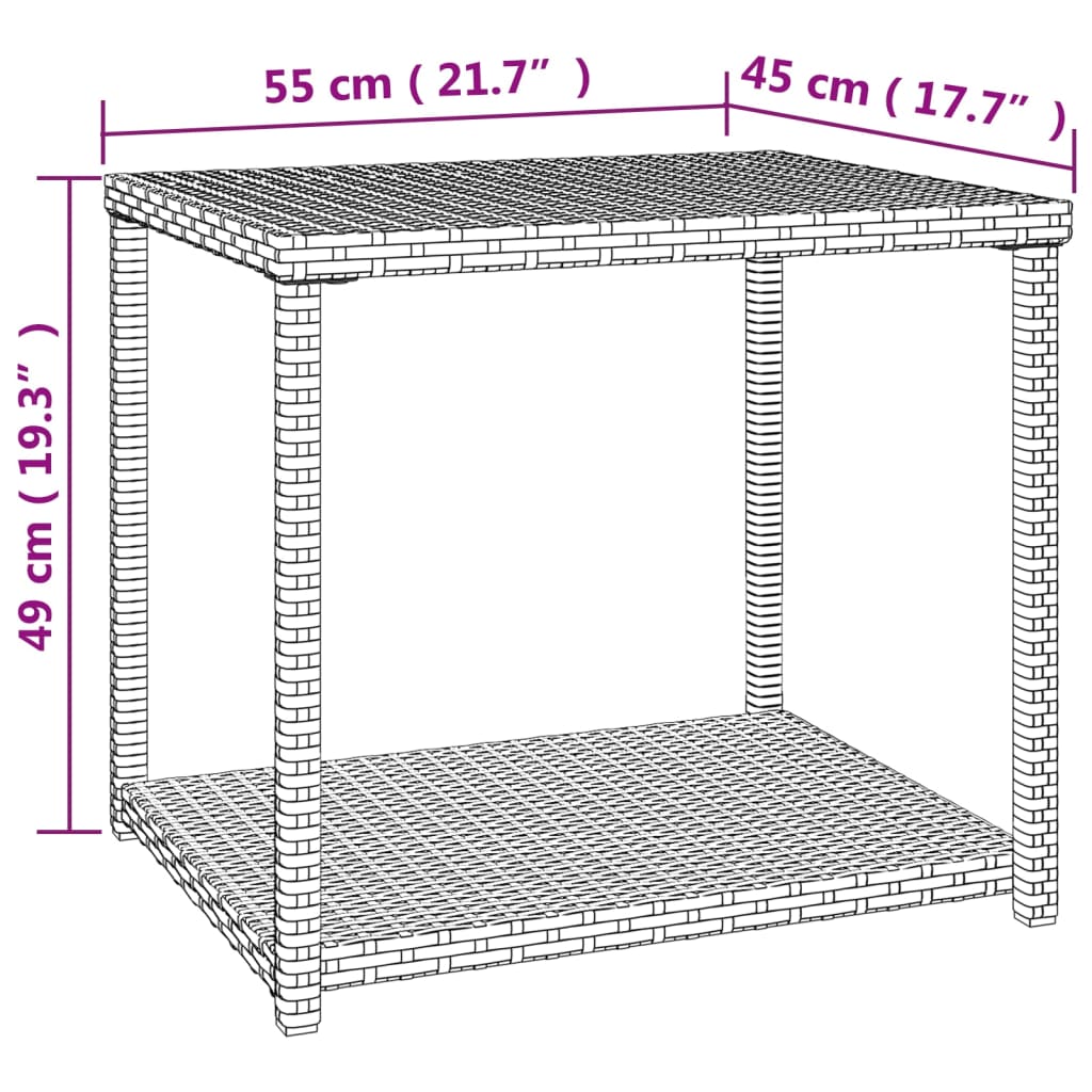vidaXL Table d'appoint marron 55x45x49 cm résine tressée