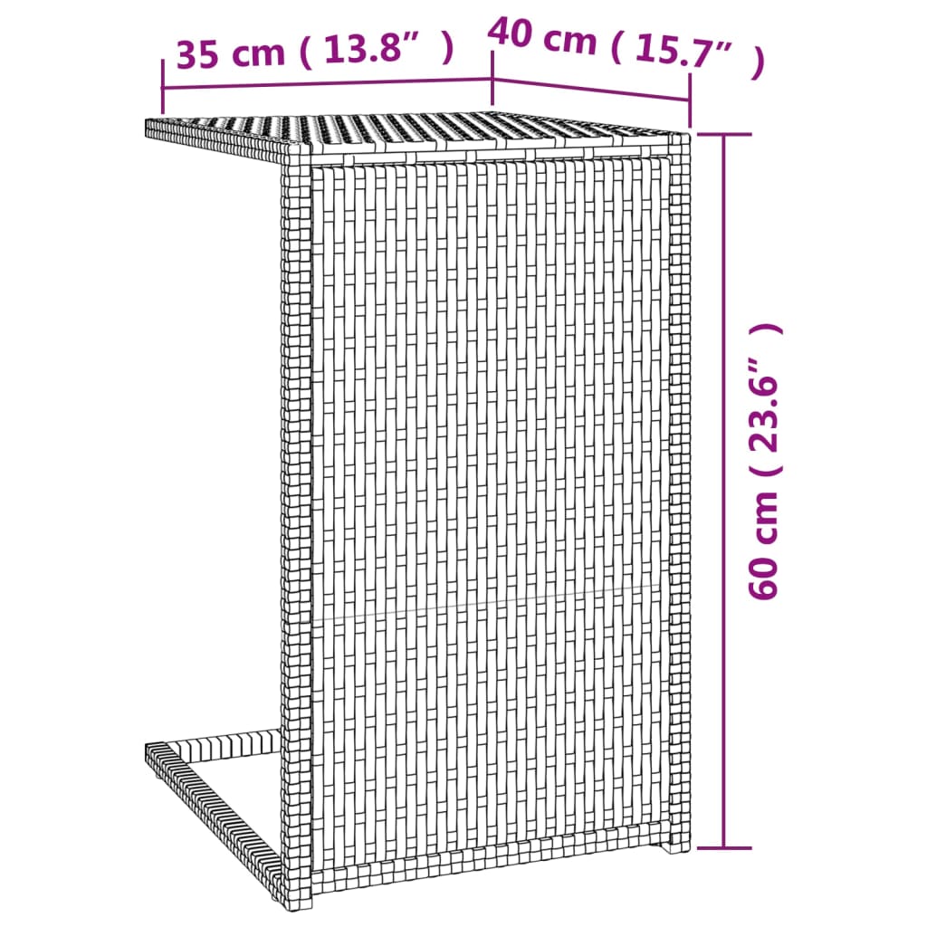 vidaXL Table d'appoint en C polyrotin marron 40x35x60 cm