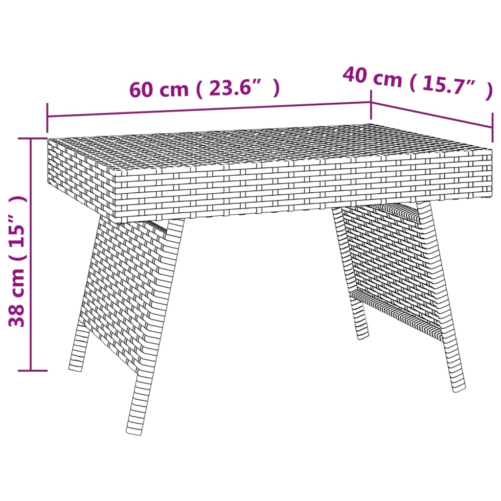 vidaXL Table d'appoint pliable Marron 60x40x38 cm résine tressée