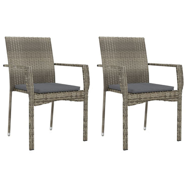 vidaXL Gartenstühle mit Kissen 2 Stk. Poly Rattan Grau