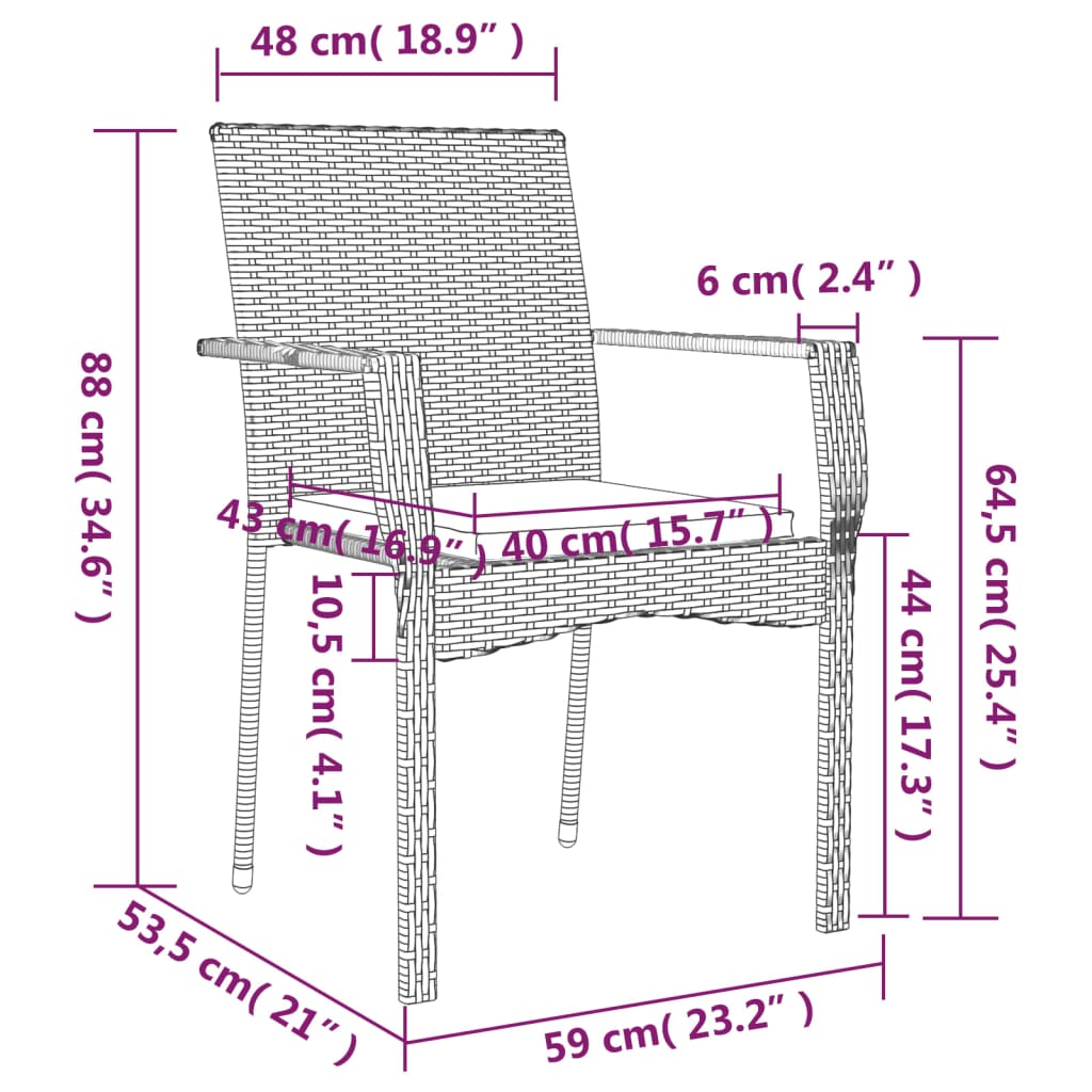 vidaXL Gartenstühle mit Kissen 4 Stk. Poly Rattan Grau