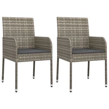 vidaXL Gartenstühle mit Kissen 2 Stk. Poly Rattan Grau