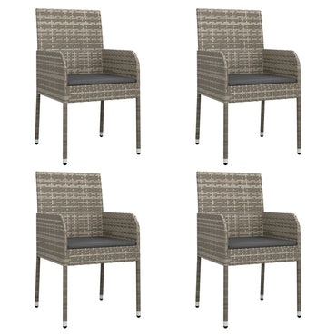 vidaXL Gartenstühle mit Kissen 4 Stk. Poly Rattan Grau