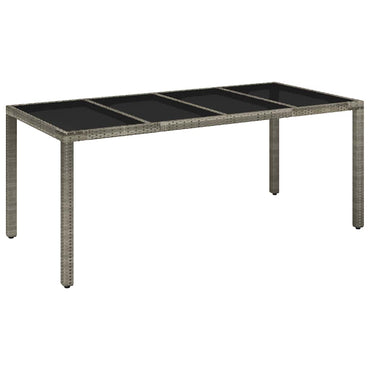 vidaXL Gartentisch mit Glasplatte Grau 190x90x75 cm Poly Rattan