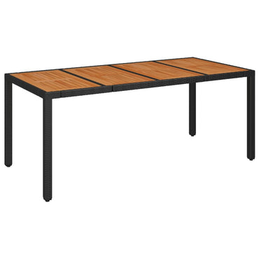 vidaXL Gartentisch mit Holzplatte Schwarz 190x90x75 cm Poly Rattan