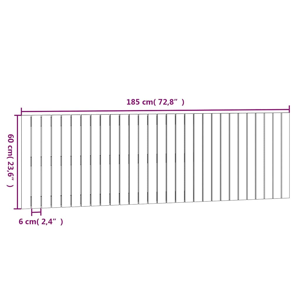 Wand-Kopfteil Schwarz 185x3x60 cm Massivholz Kiefer