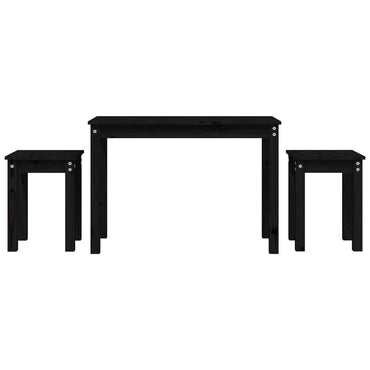 vidaXL Tables gigognes 3 pcs. Noir Bois de pin massif