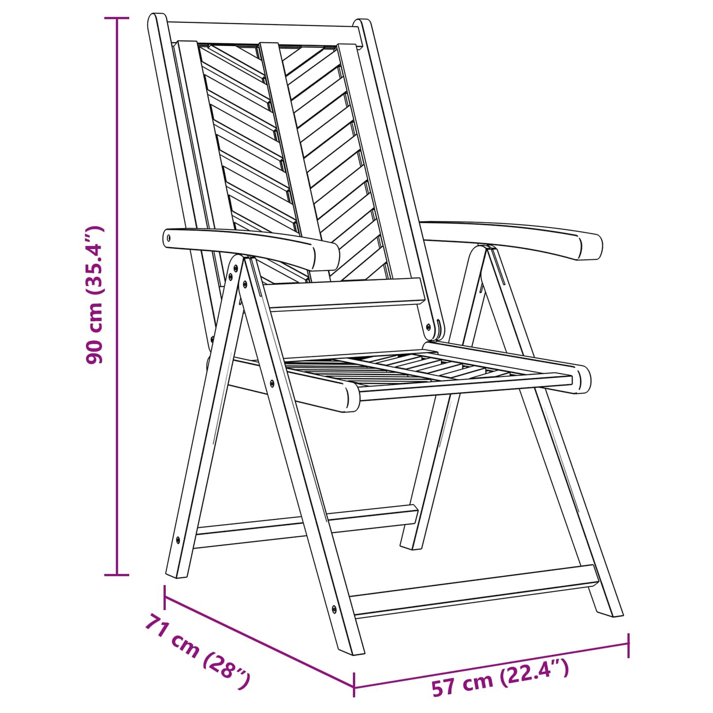 vidaXL Gartenstuhl 6 pcs Braun 57 x 72 x 109 cm Massivholz Akazie