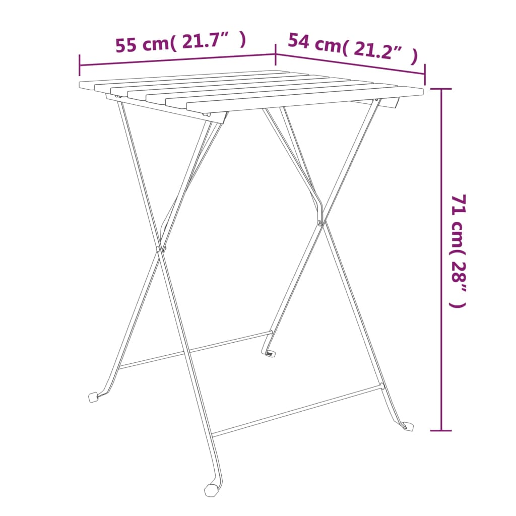 vidaXL Bistrotisch Klappbar 55x54x71 cm Massivholz Akazie und Stahl