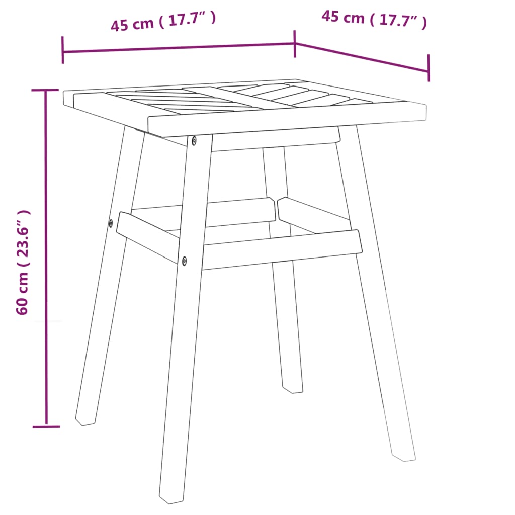vidaXL Beistelltisch 45x45x60 cm Massivholz Akazie