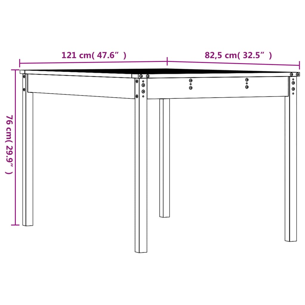 vidaXL Gartentisch Grau 121x82,5x76 cm Massivholz Kiefer