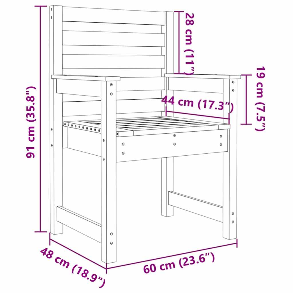 vidaXL Gartenstühle 2 Stk. 60x48x91 cm Massivholz Douglasie
