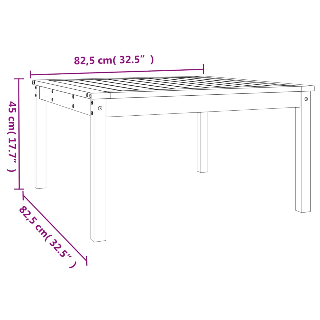 vidaXL Gartentisch Weiß 82,5x82,5x45 cm Massivholz Kiefer