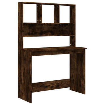 vidaXL Bureau avec étagère Chêne fumé 102x45x148 cm Bois d'ingénierie