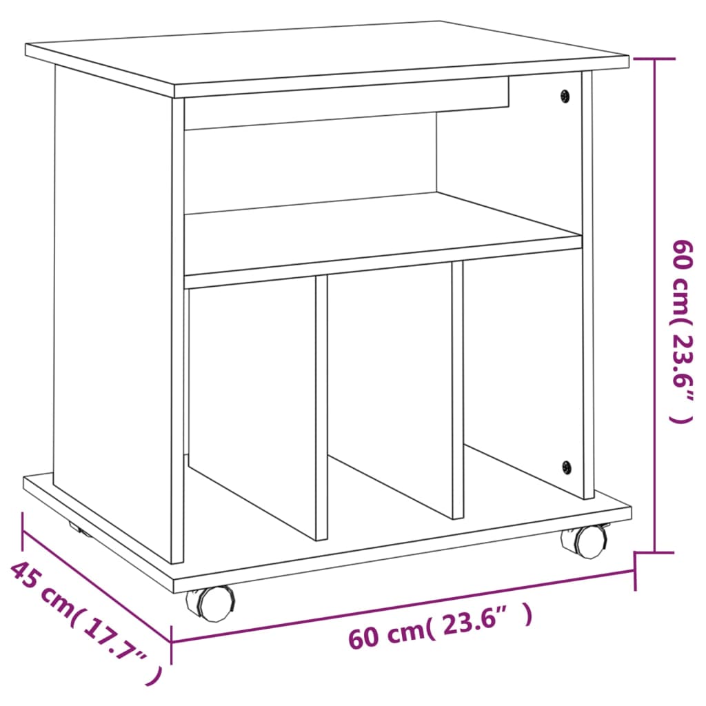 vidaXL Rollschrank Grau Sonoma 60x45x60 cm Holzwerkstoff