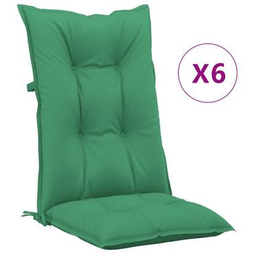 vidaXL Gartenstuhlauflagen für Hochlehner 6 Stk. Grün 120x50x7cm Stoff