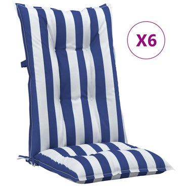 vidaXL Coussins de chaise de jardin pour dossiers hauts 6 pcs 120x50x7 cm Tissu