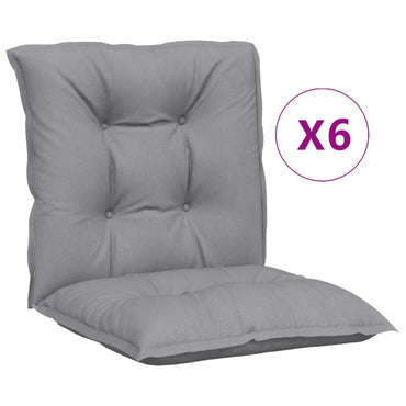 vidaXL Coussins de chaise de jardin dossier bas 6 pcs Gris 100x50x7 cm