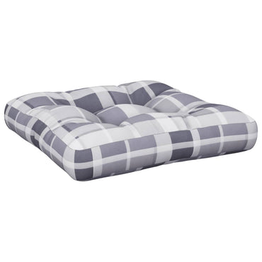 vidaXL Coussin de palette gris à carreaux 50x50x12 cm tissu