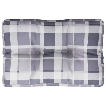 vidaXL Coussin de palette gris à motif à carreaux 60x40x12 cm tissu