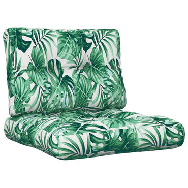 vidaXL Coussins de palette 2 pcs Motif à feuilles Tissu