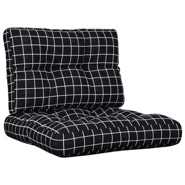 vidaXL Coussins de palette 2 pcs Motif à carreaux noir Tissu