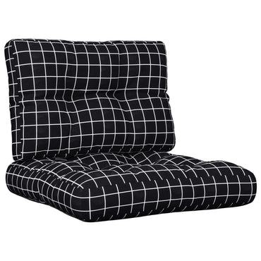 vidaXL Coussins de palette 2 pcs Motif à carreaux noir Tissu