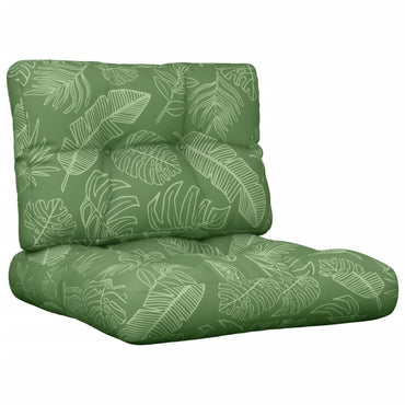 vidaXL Coussins de palettes 2 pcs Tissu motif feuilles