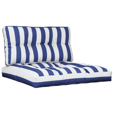 vidaXL Coussins de palette 2 pcs Bleu et blanc à rayures Tissu