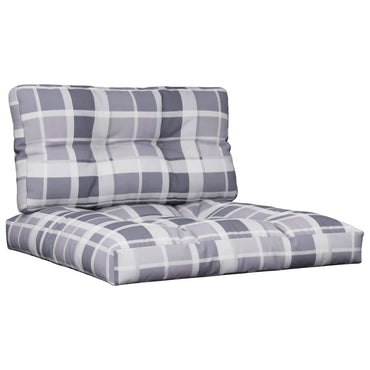 vidaXL Coussins de palette 2 pcs Gris Tissu à carreaux