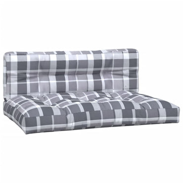 vidaXL Coussins de palette 2 pcs Gris Tissu à carreaux